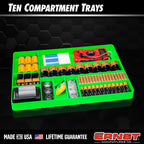 Ernst Tool Garage Organizer Tray, Green, 10-Compartments