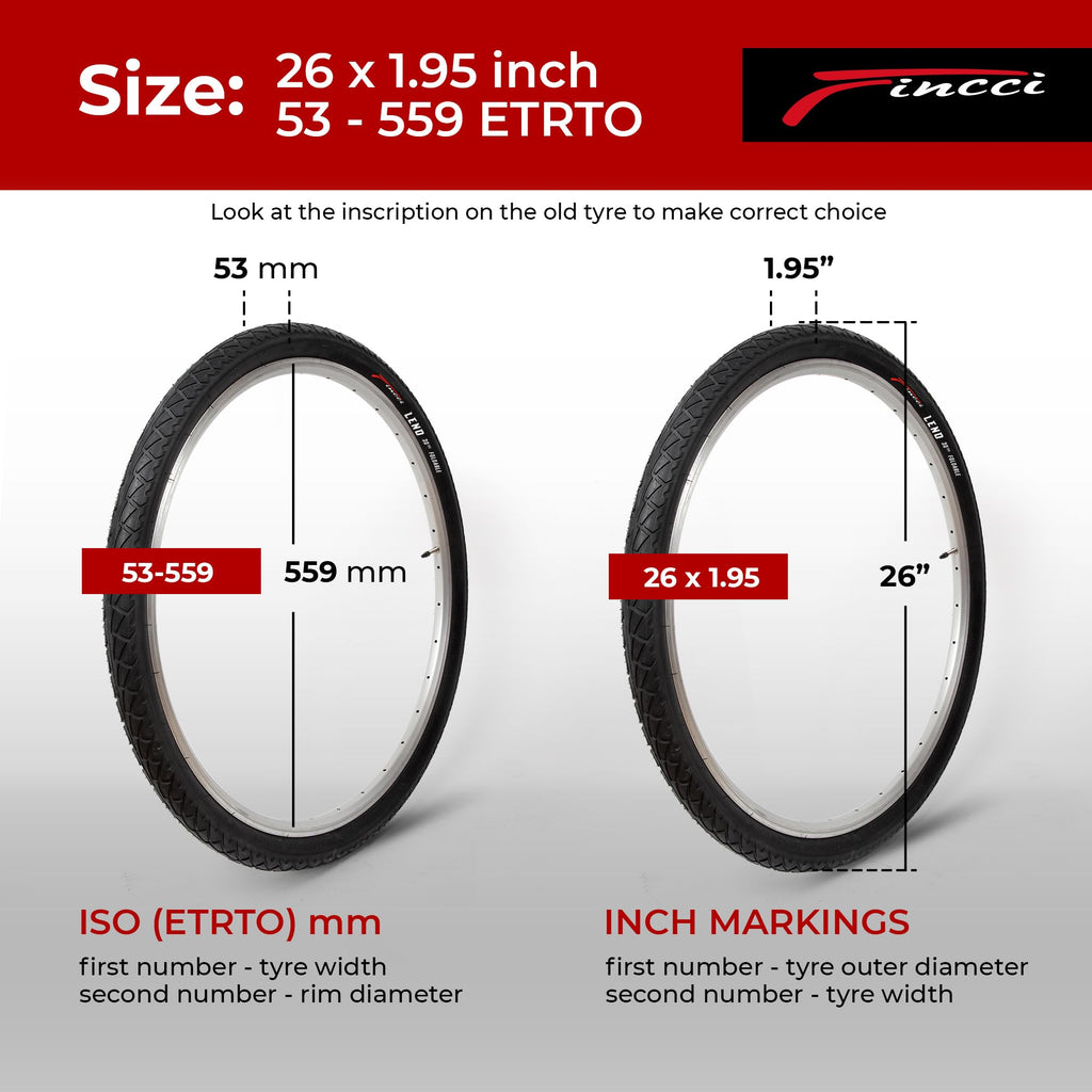 Fincci Leno Foldable Slick Bike Tire 26 X 1.95 Inch 50-559 For Road Street Cruiser Hybrid Bicycle