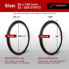 Fincci Leno Foldable Slick Bike Tire 26 X 1.95 Inch 50-559 For Road Street Cruiser Hybrid Bicycle
