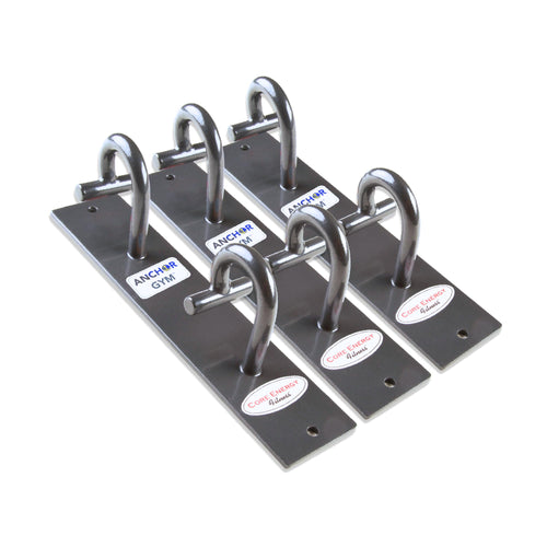 Anchor Gym Core Station - Wall Mount Workout Anchors for Resistance Band, Three Units with Two Hooks for Exercise Bands, Body We
