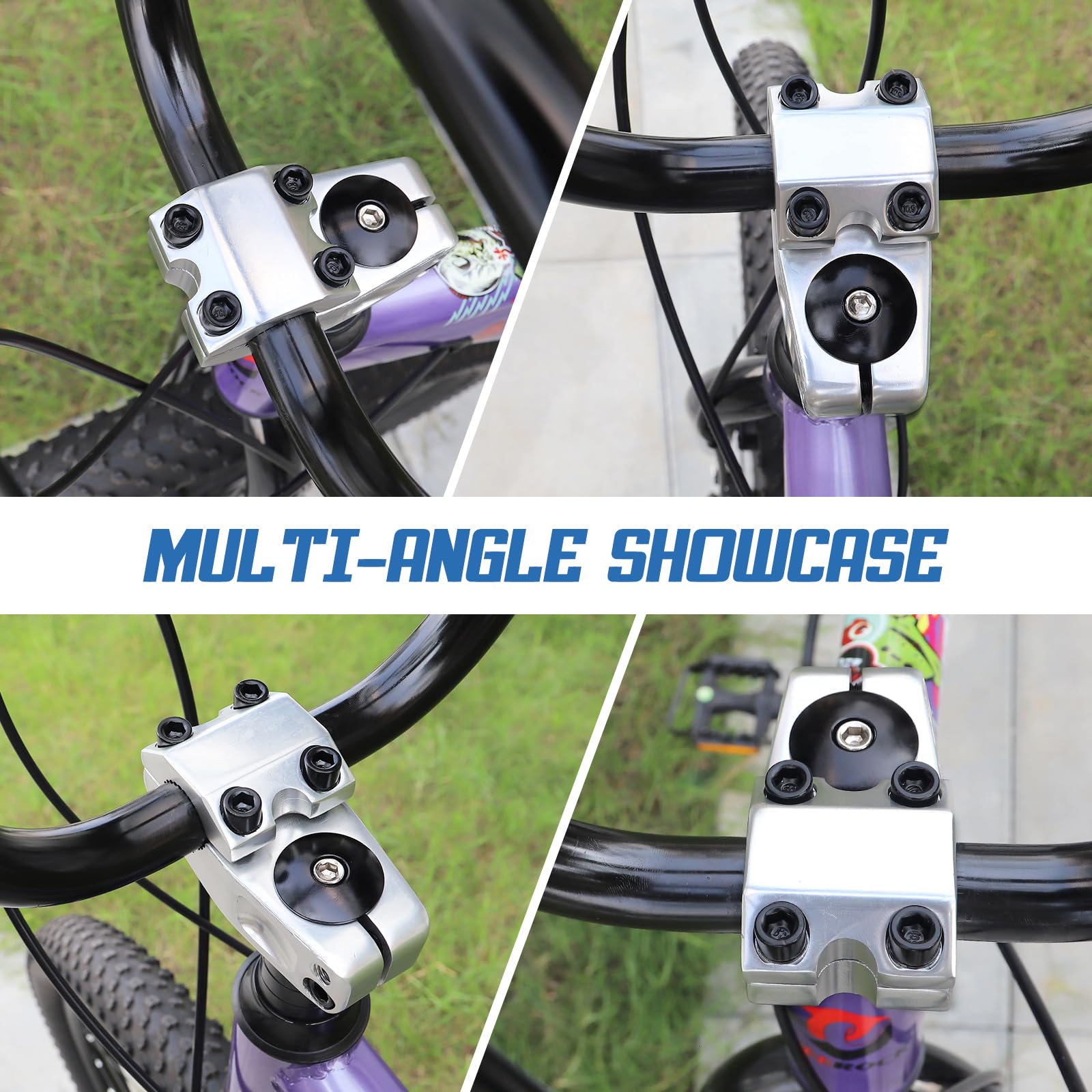 Makelen Bike Stem For Bmx Bike Aluminum Alloy Fixed Gear Bicycle Stem Bright Silver