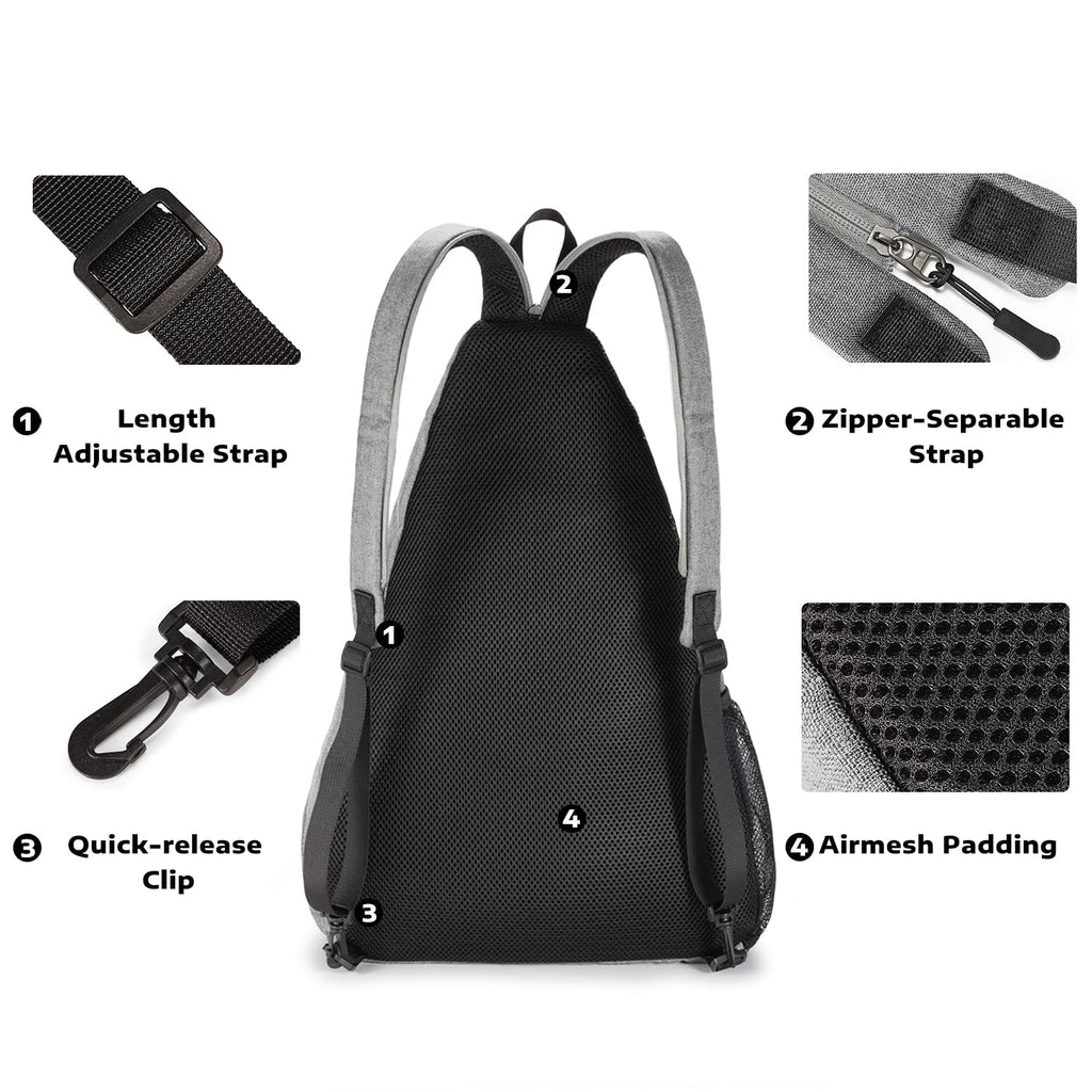 A11N Pickleball Bag, Reversible Crossbody Sling Bag/Backpack For Women Men, Charcoal