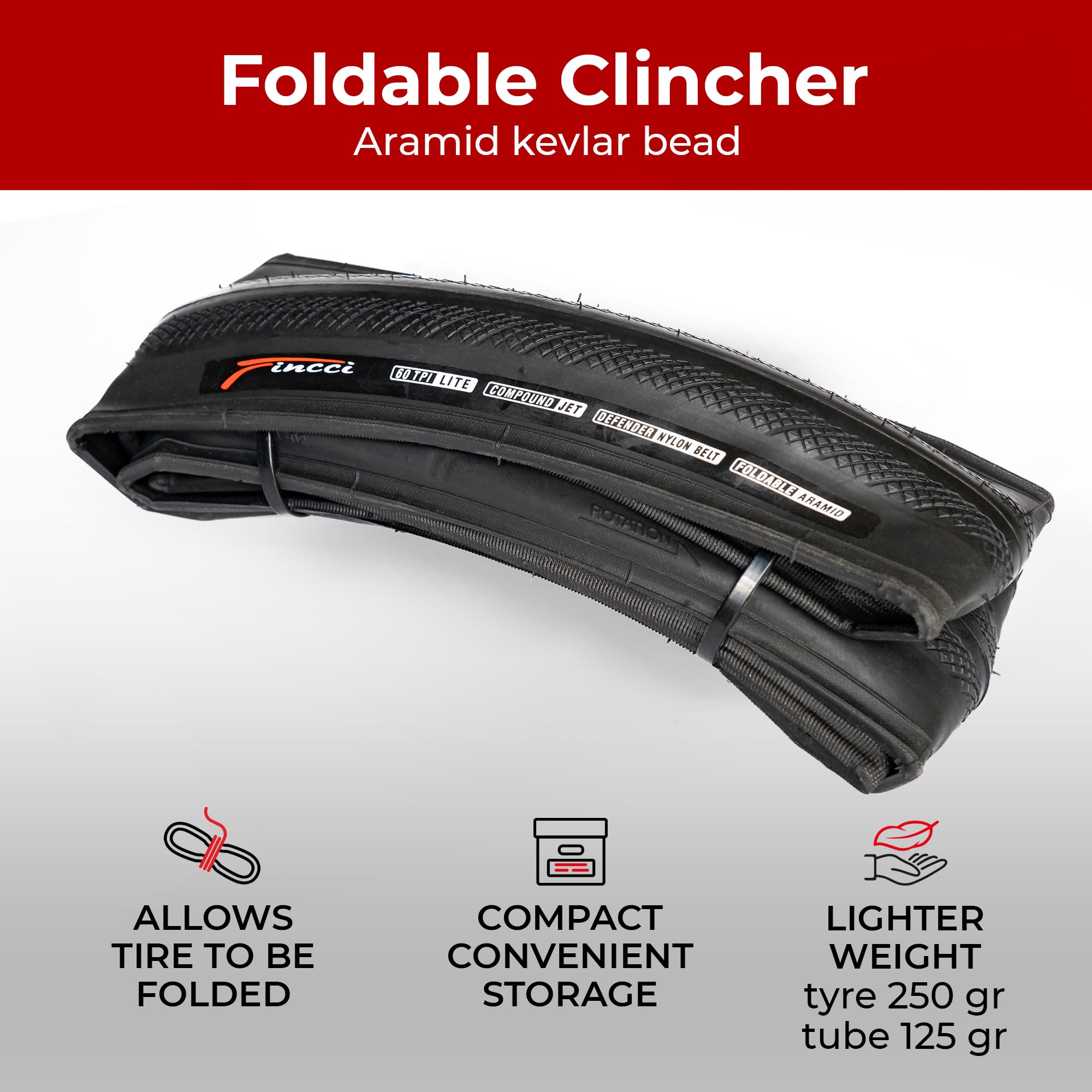 Fincci Pair 700X28C Tire 28-622 Foldable 60Tpi With 1Mm Antipuncture Protection For Cycling Race Road Racing Touring Bicycle Bik