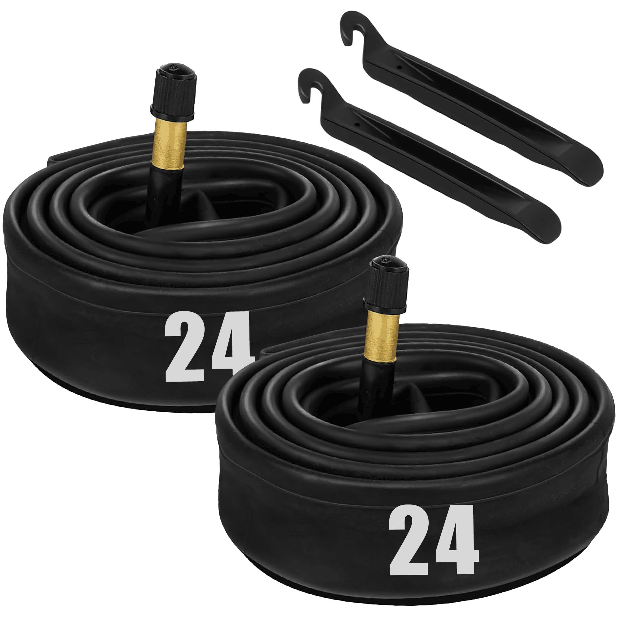 Lotfancy 24 Inch Bike Tubes, 24'' X 1.75/1.95 Bicycle Tube, Pack Of 2, 32Mm Schrader Valve, Fit For Mountain Bike, Road Bike, Pl