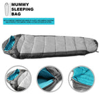 Khomo Gear Sleeping Bag Mummy Style - 3 Season - Camping & Outdoors - Grey