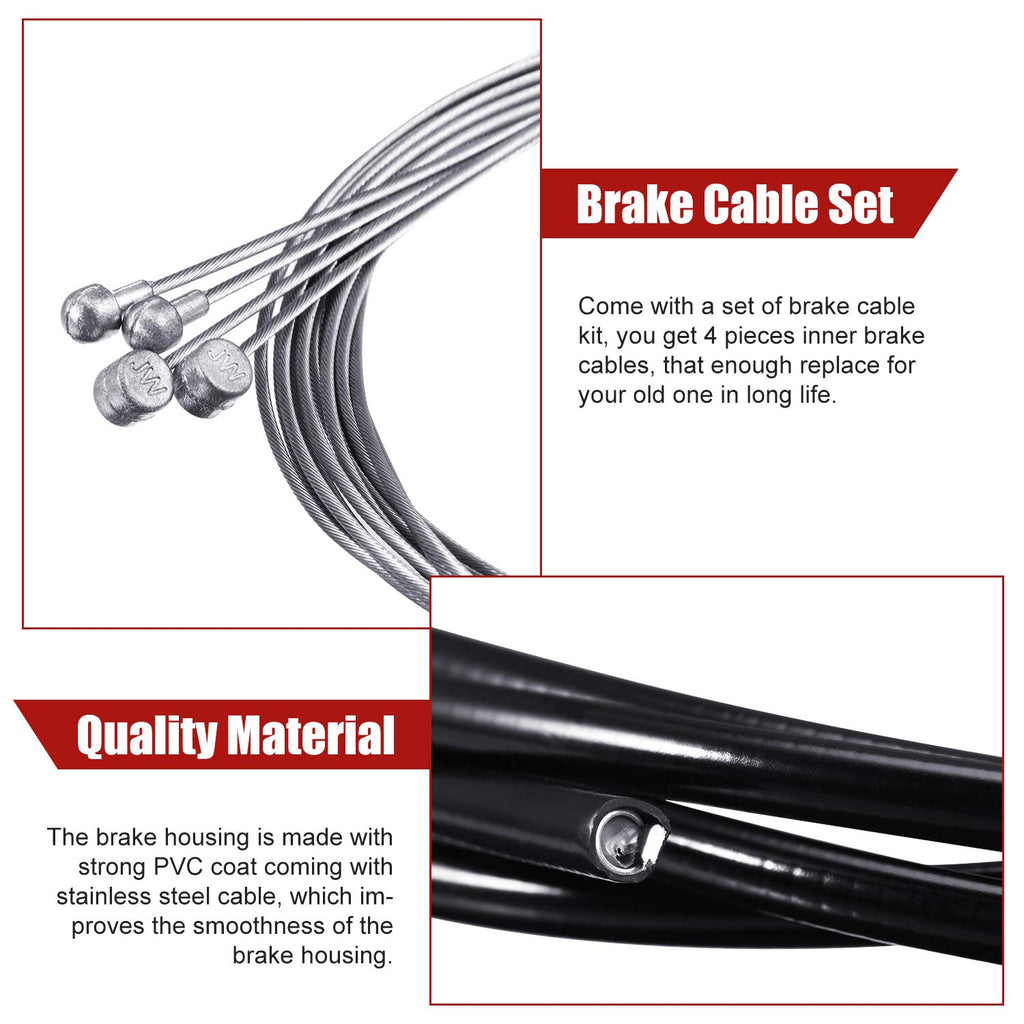 4 Pieces Brake Cable Universal Bike Inner Brake Cable Housing Kit Bicycle Brake Cable Replacement For Mountain And Road Bike Gea