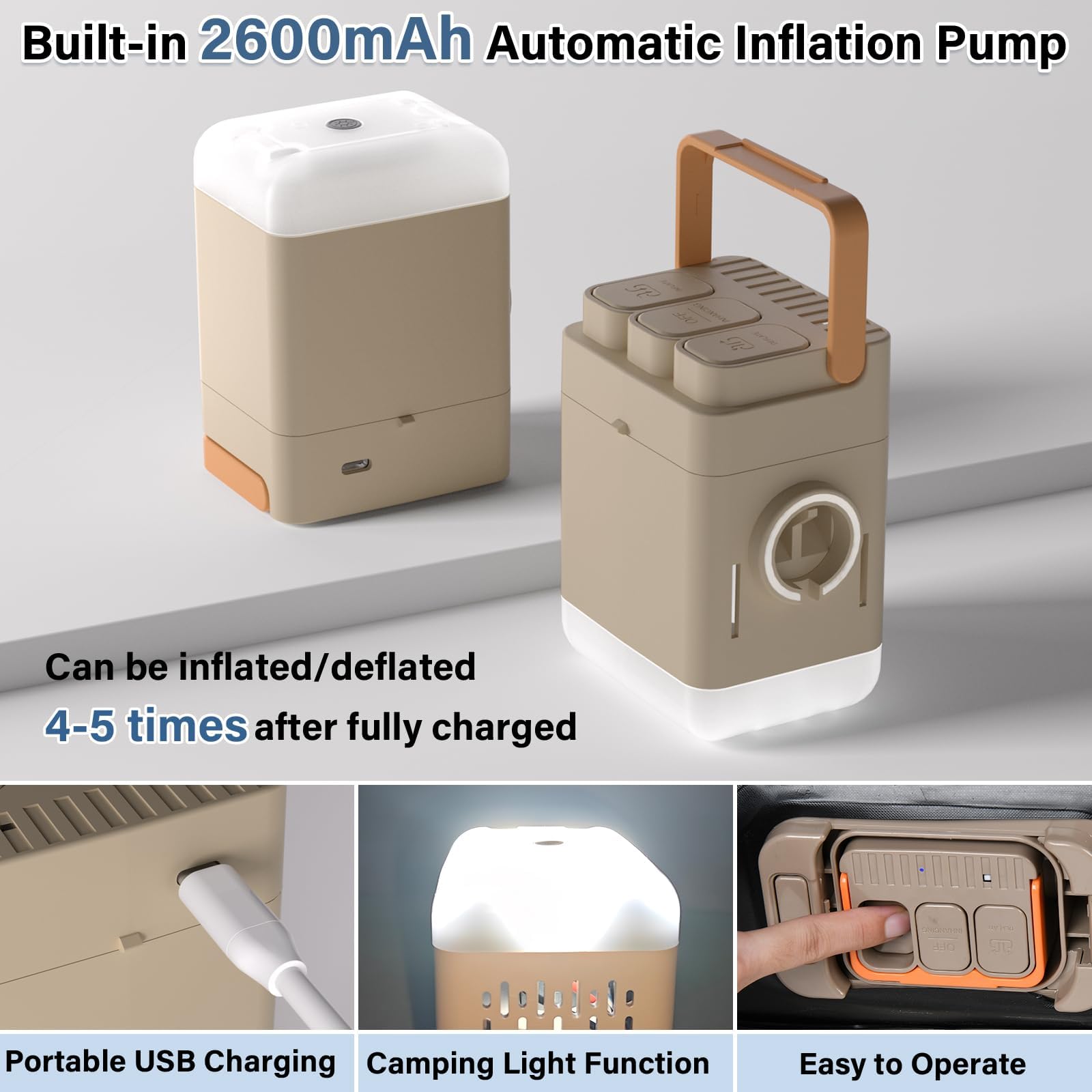 Coverado Car Air Mattress Back Seat, Portable Wireless Inflatable Bed with Built in Air Pump&Pllow, Storage Bag, Patch Kit, Univ