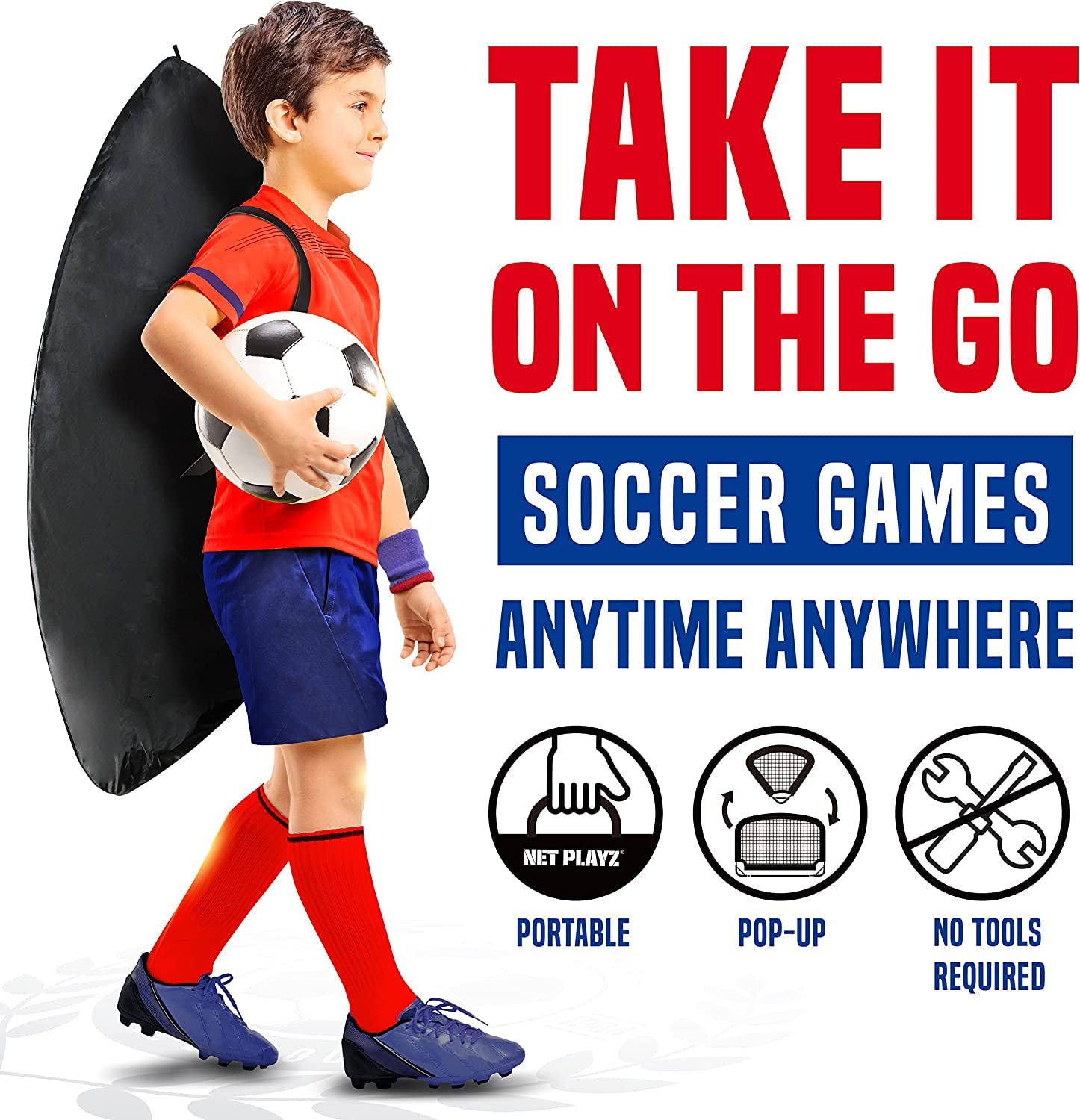 NET PLAYZ Soccer Goals Soccer Net - Kids Pop-up Football Goals for Backyard Practice & Training, Portable 4 x 3, Black (NOS274