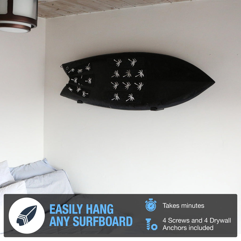 Ho Stevie! Surfboard Wall Mount - Strong Racks Hold Any Size Surfboard - Easy To Install (Hardware Included) - Felt Padding Prot
