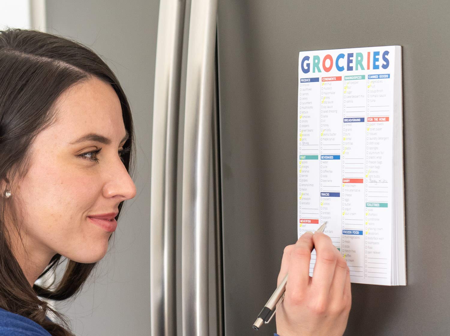 Sweetzer  Orange Fastcheck Grocery List Magnet Pad For Fridge 6X9A Magnetic Notepad With Printed Shopping List Items And Blank G