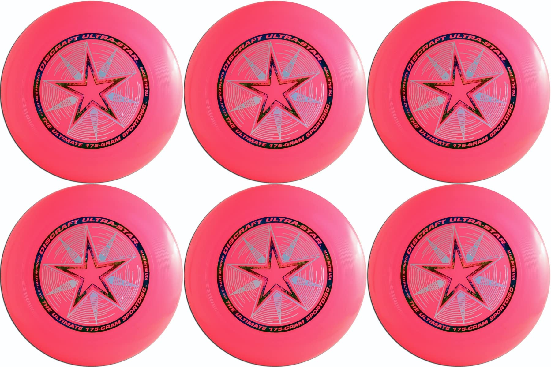 Discraft Ultra-Star 175G Ultimate Frisbee Sport Disc (6 Pack) Pink