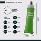 FITLY Soft Flask - (300 ml) - Shrink As You Drink Pocket Soft Water Bottle for Hydration Pack/Running Vest - Folding Water Bottl