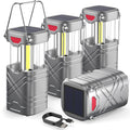 LETMY 4 Pack Camping Lantern, Rechargeable LED Lanterns, Solar Lantern Battery Powered Hurricane Lantern Flashlights with 3 Powe