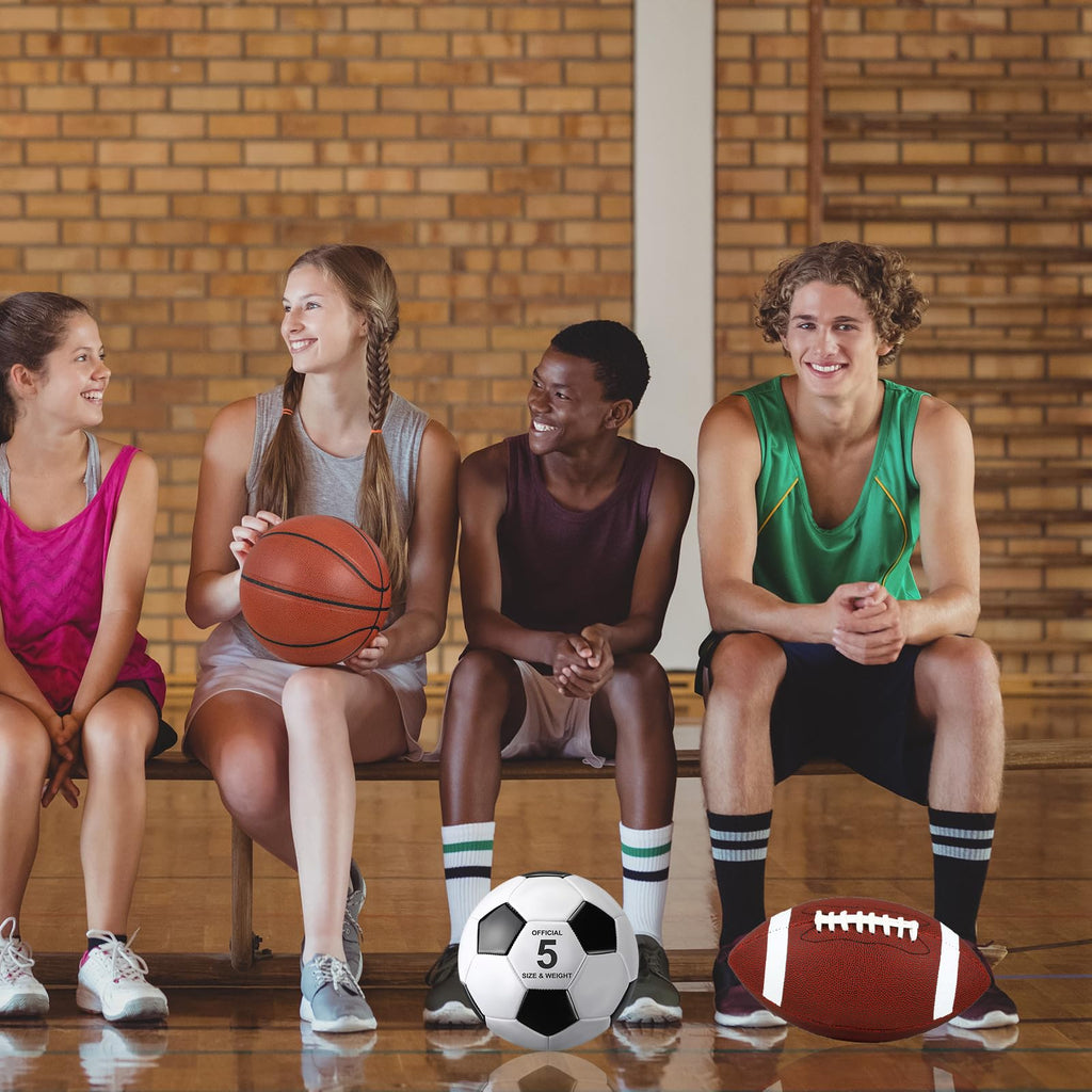 Sratte 3 Pcs Sports Balls Sport Set Including Official Size Soccer Basketball Football With Pump And Carry Bag For Teens Adults