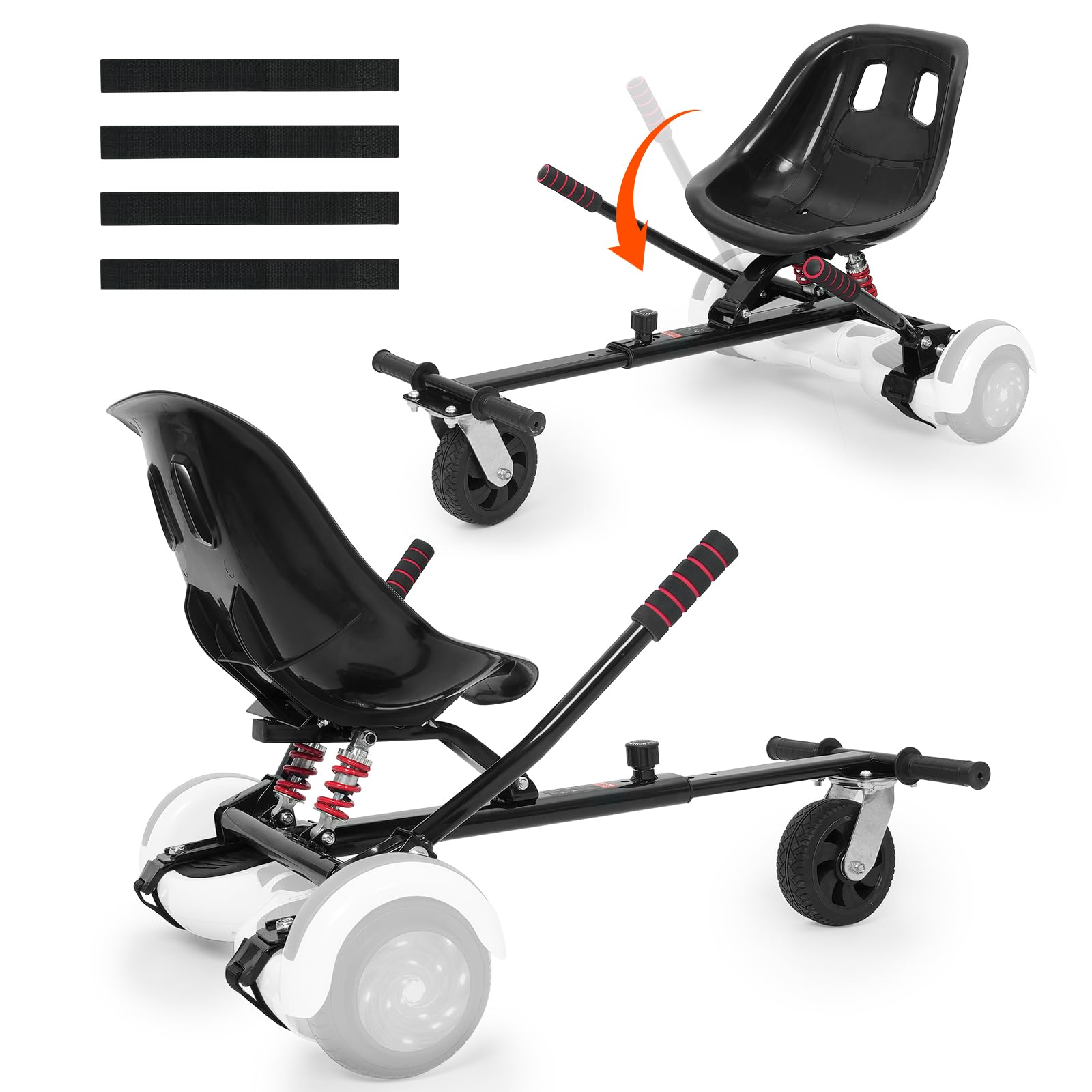 Vevor Hoverboard Seat Attachment, For 6.5 8 8.5 10 Hoverboards, Dual Shock Absorption System, Grips Control, Adjustable Length 2