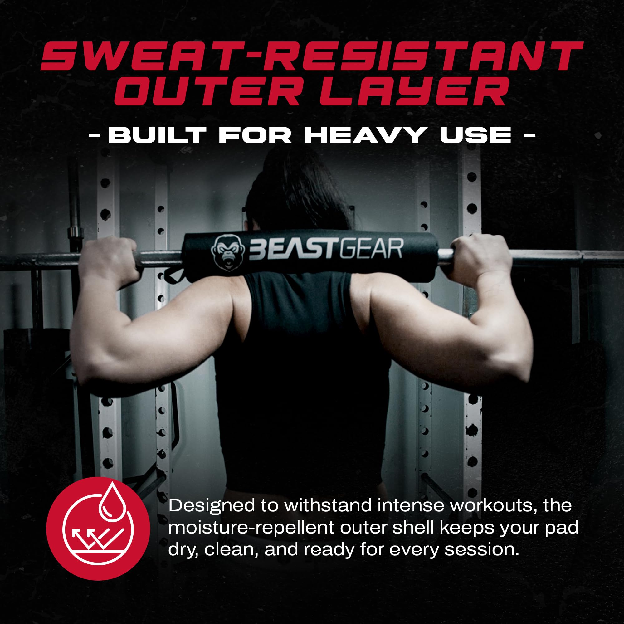Beast Gear Barbell Pad For Hip Thrust Machine - Heavy Duty, Weightlifting Hip And Squat Bar Pad Wsecure Hook & Loop Fastener - C