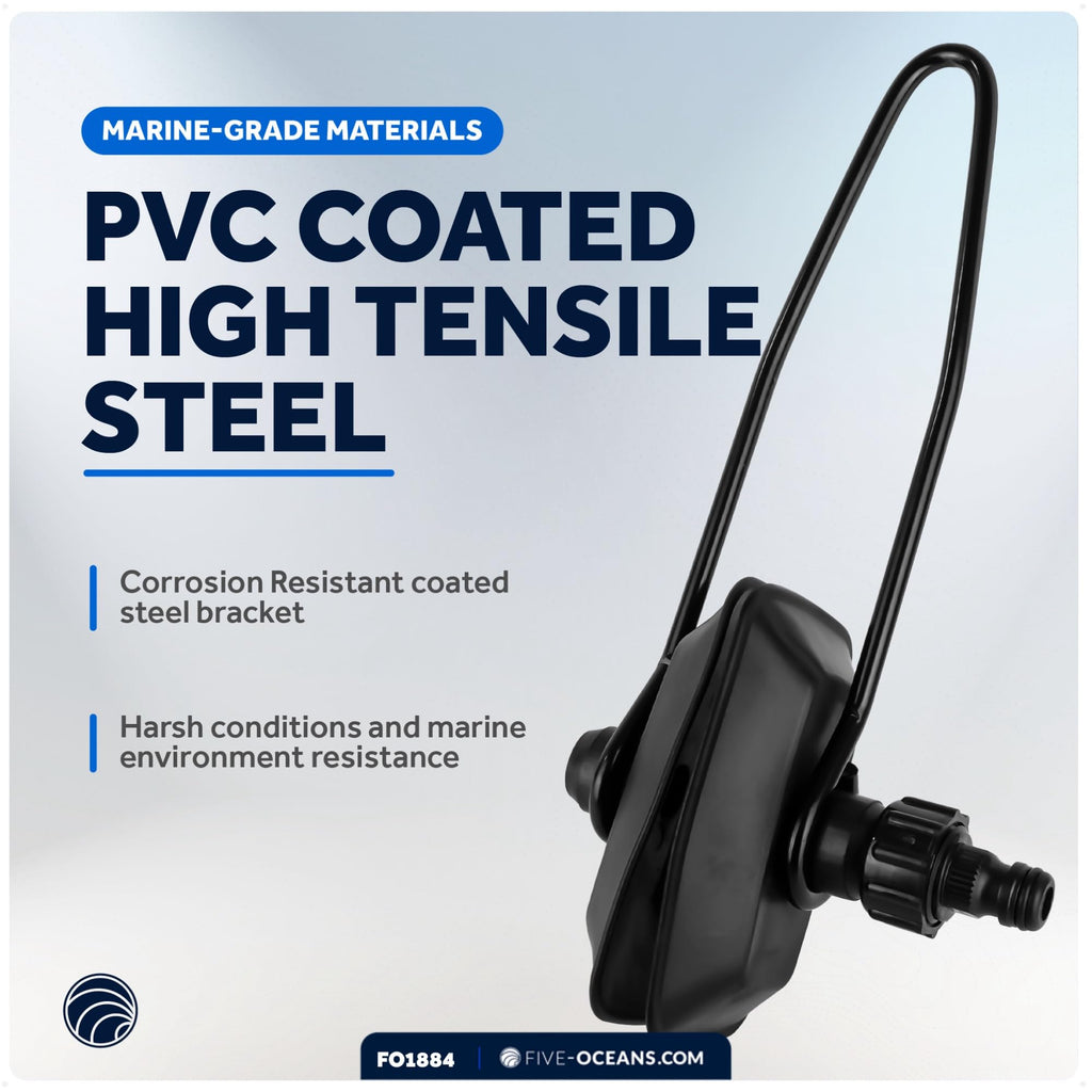Five Oceans Outboard Motor Muffs, Universal Outboard Motor Flusher, Black Pvc Marine Grade Rectangular Muffs, Coated Steel Brack