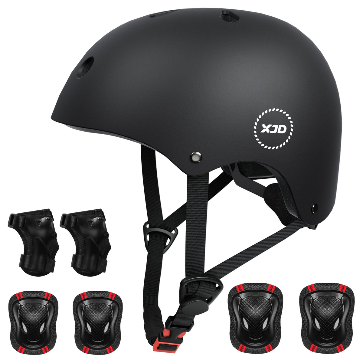 XJD Kids Helmet 813 Years Boys Girls Adjustable Sports Protective Gear Set from Toddler to Youth Helmet Knee Elbow Wrist Pads C
