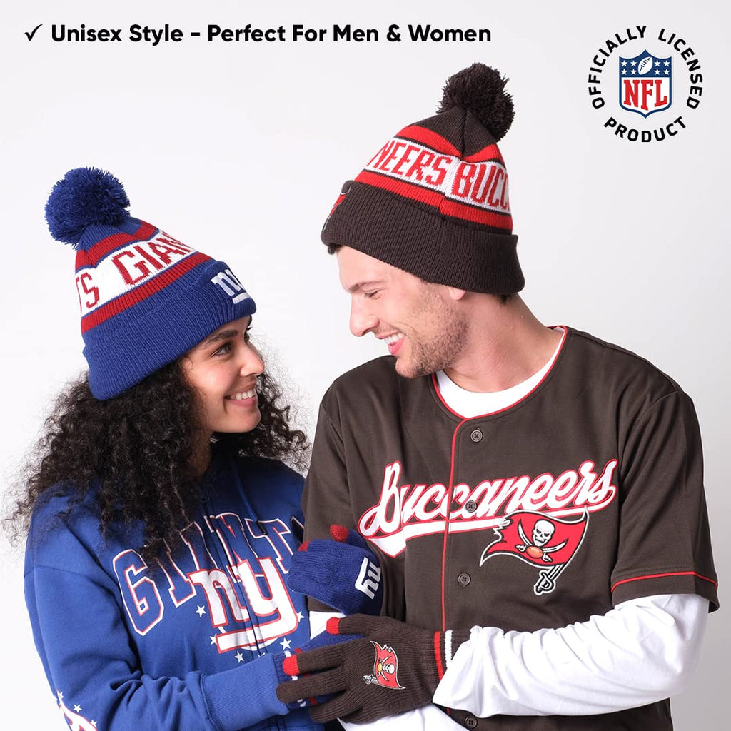 Ultra Game Nfl Mens Womens Super Soft Winter Beanie Knit Hat With Extra Warm Touch Screen Gloves, Arizona Cardinals, Team Color