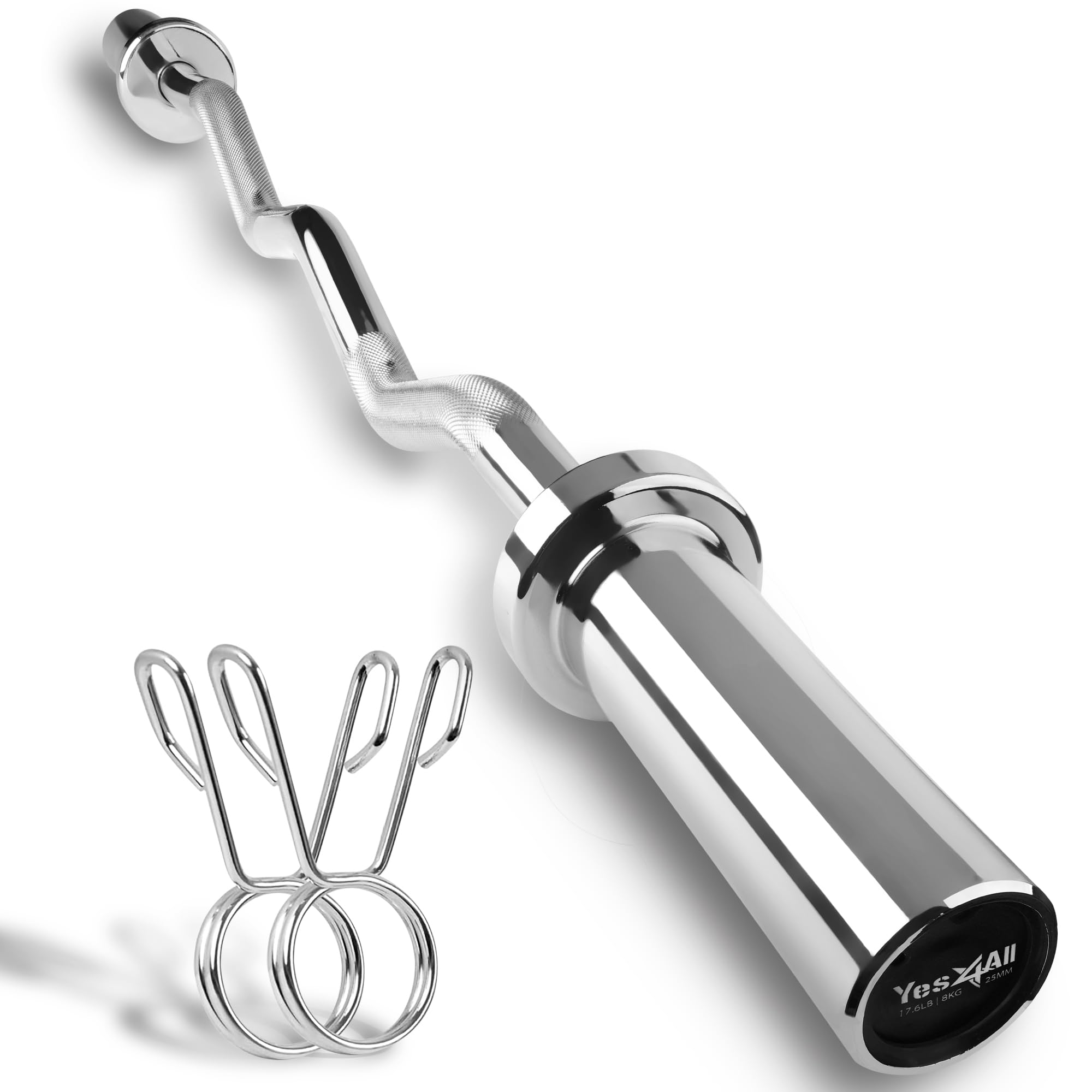Yes4All Metal Olympic Barbell Curl Bar 300 lbs - Achieve Superior Muscle Development