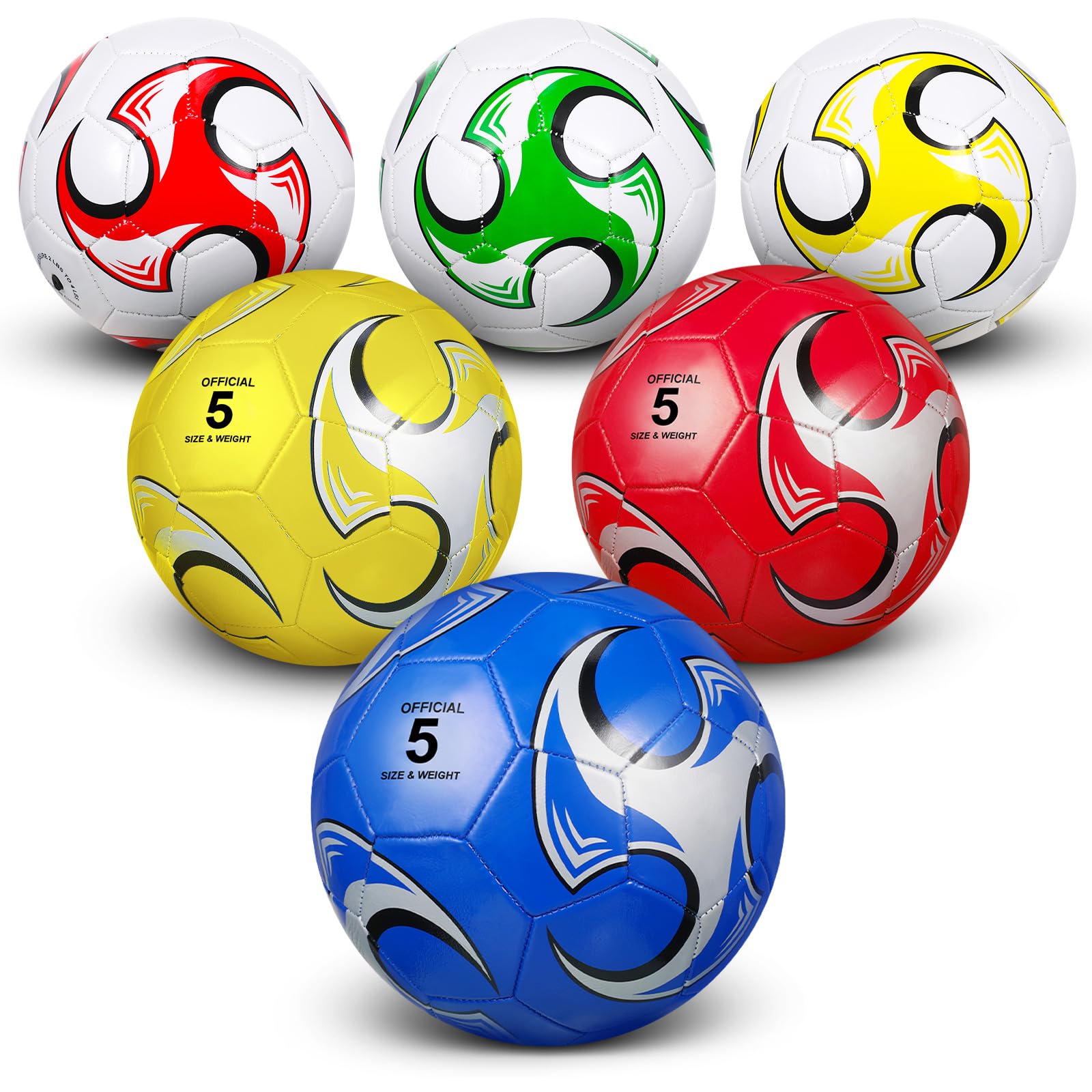 Deekin 6 Pack Soccer Ball With Pump Official Size Indoor Outdoor Soft Soccer Ball Bulk For Child Teens Adults Sport Gift Trainin