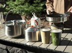 Whitsunday Outdoor Cookware 304 Stainless Steel Set, Backpacking Camping Dinnerware Set - Stackable Pots, Pans, Kettle, Cups Set