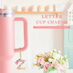 Letter Charm Accessories for Stanley Cup 1 PCS Cute Initial Keychain Handle Charm for Stanley Tumbler for Women Pink Letter Z