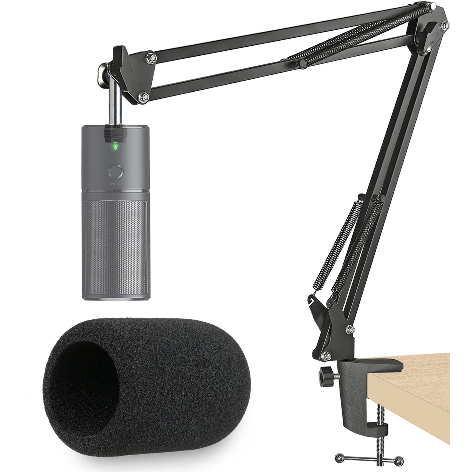 Razer Seiren X Mic Boom Arm With Foam Windscreen, Suspension Boom Scissor Arm Stand With Pop Filter Cover For Razer Seiren X Usb