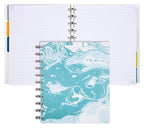 Talia Discbound Notebooks, Planner, Customizable, (Ymarble Flow Turquoise Wsilver Discs, Letter (85In X 11In))