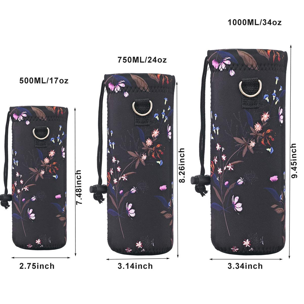 Aupet Water Bottle Bag Carrier,24Oz32Oz Insulated Neoprene Bottle Sling Holder Case Pouch Cover For 1000Ml750Ml Bottles With Sho