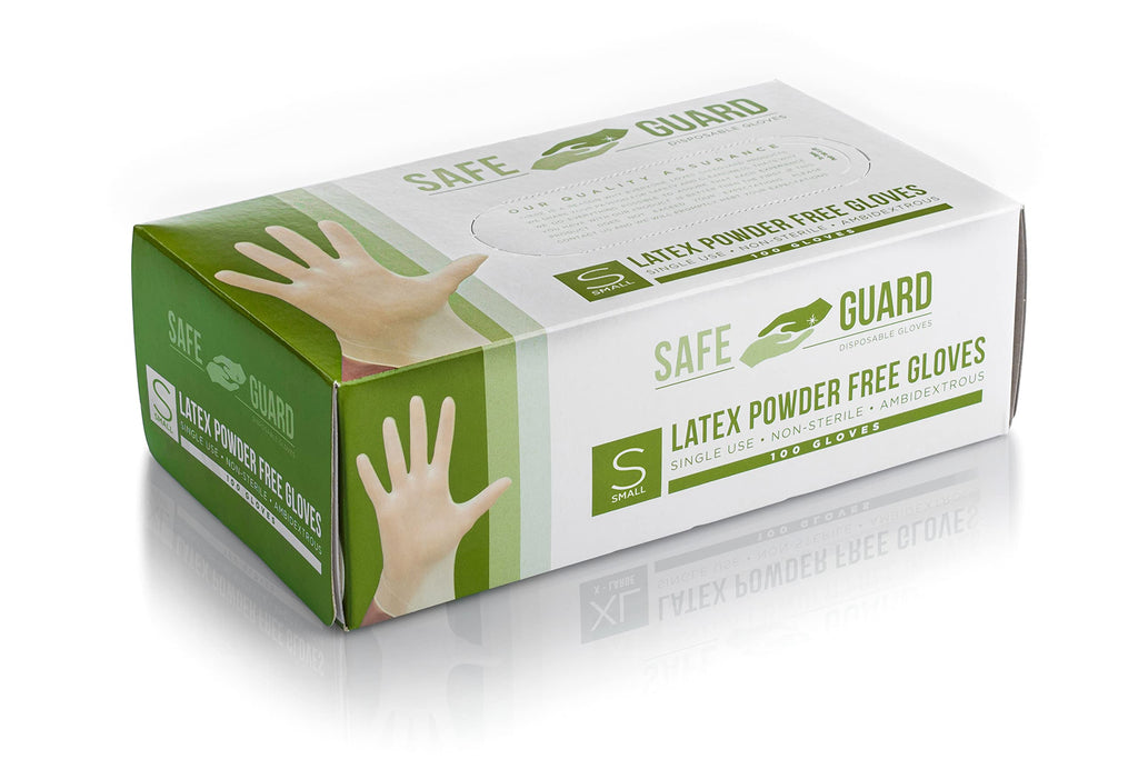 Safeguard Latex Powder Free Gloves, Small, 100 Count (Pack Of 1)
