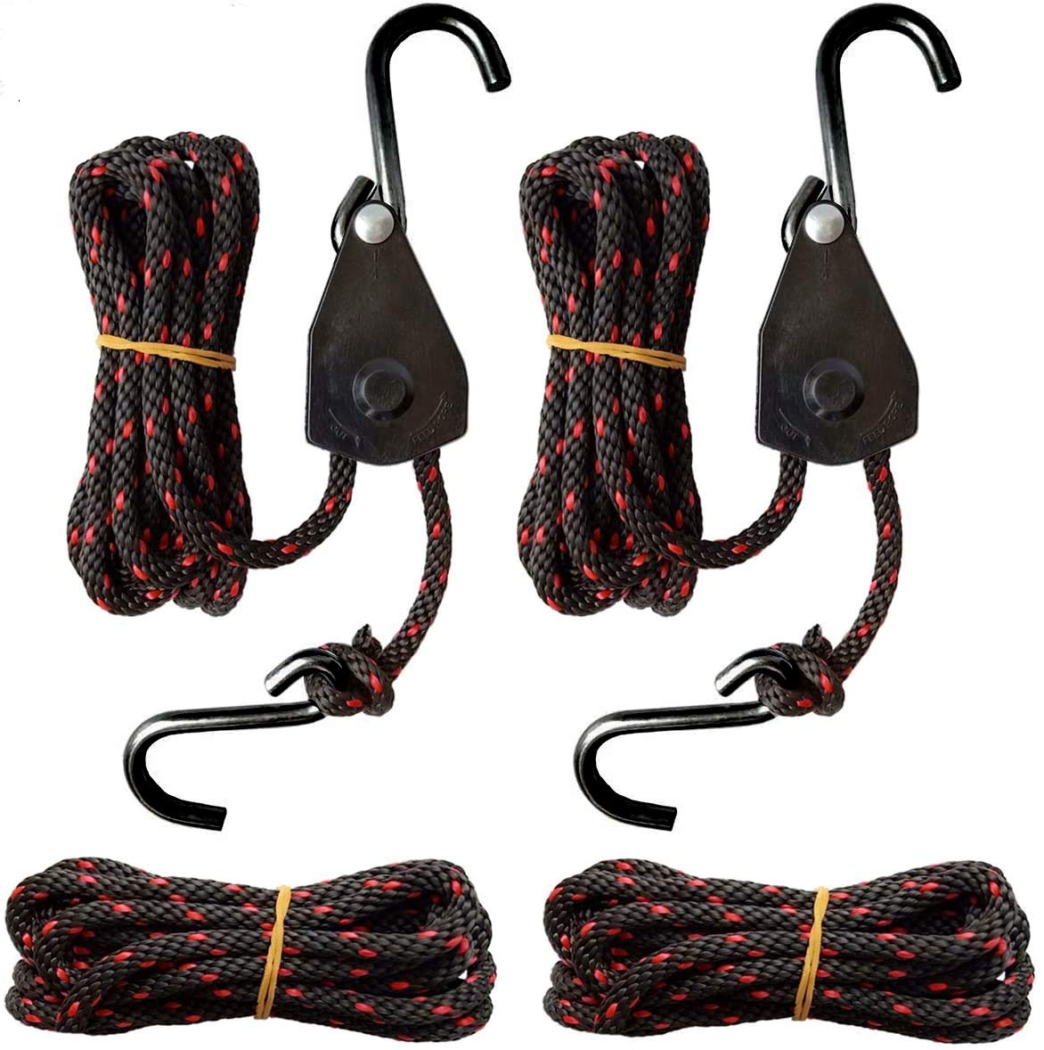 Seamander Kayak Canoe Bow And Stern Straps,Tie Down Straps Heavy Duty Rope Hanger Ratchet 1/4''X10Ft+10Ft