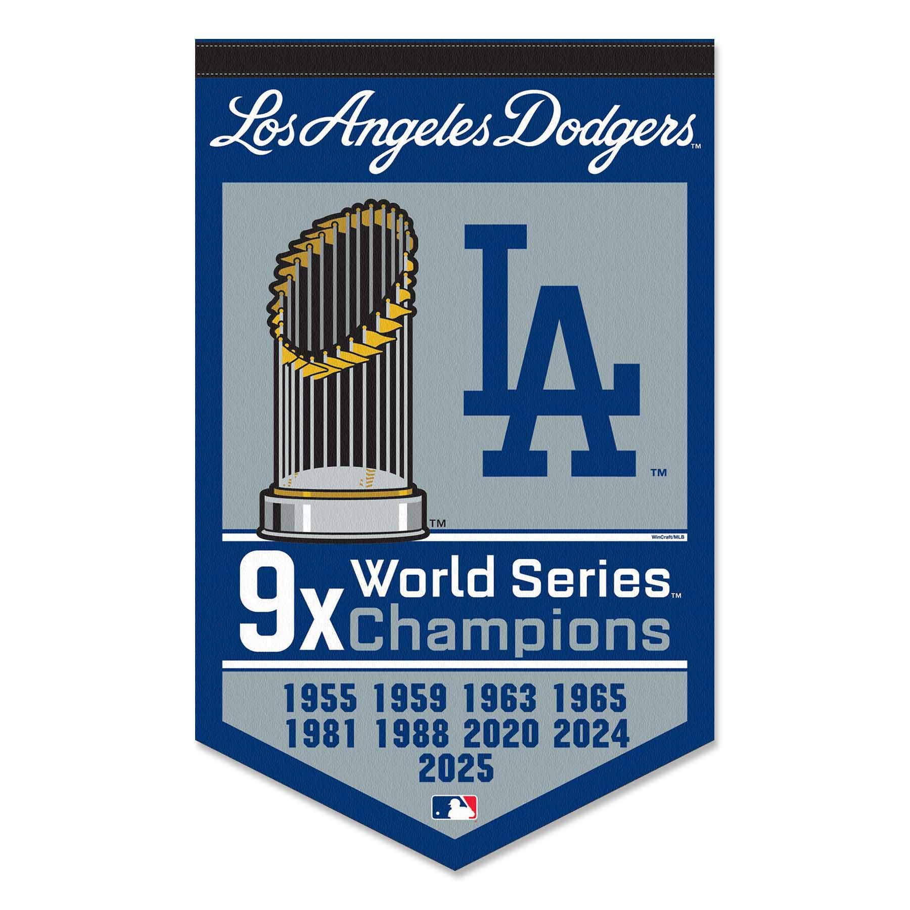 WinCraft Los Angeles Dodgers 9x World Champions Banner Pennant, 15x24