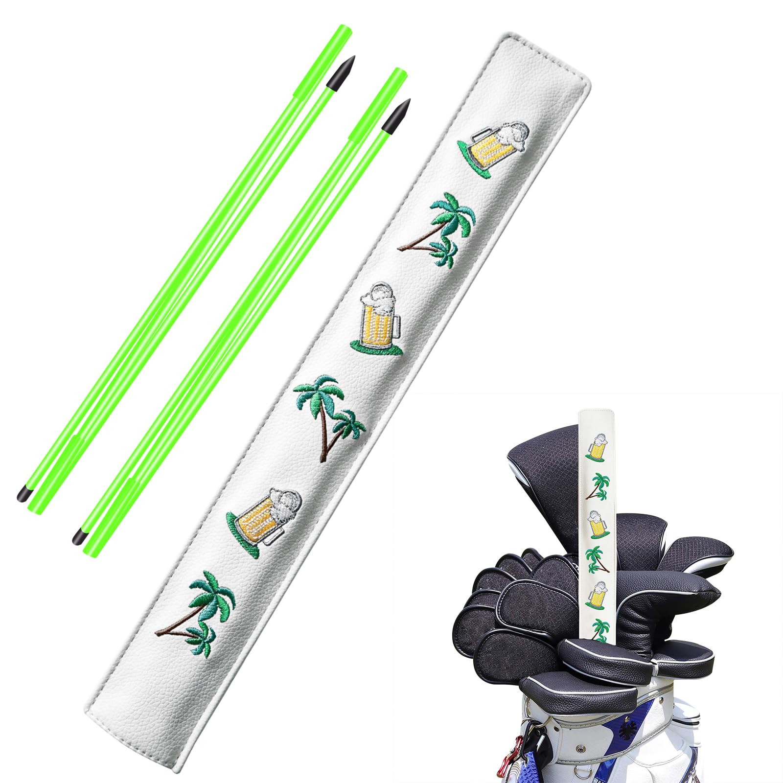 VEASAERS Golf Alignment Stick Training Aid Foldable Rods 2 Sticks with Cover, Practice Aid for Aiming Putting Swing Trainer Post