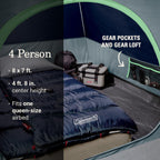 Coleman Skydome Tent With Led Lights, Weatherproof 4-Person Tent With Overhead Lighting Sets Up In 5 Mins, Made Of Pfas-Free Mat