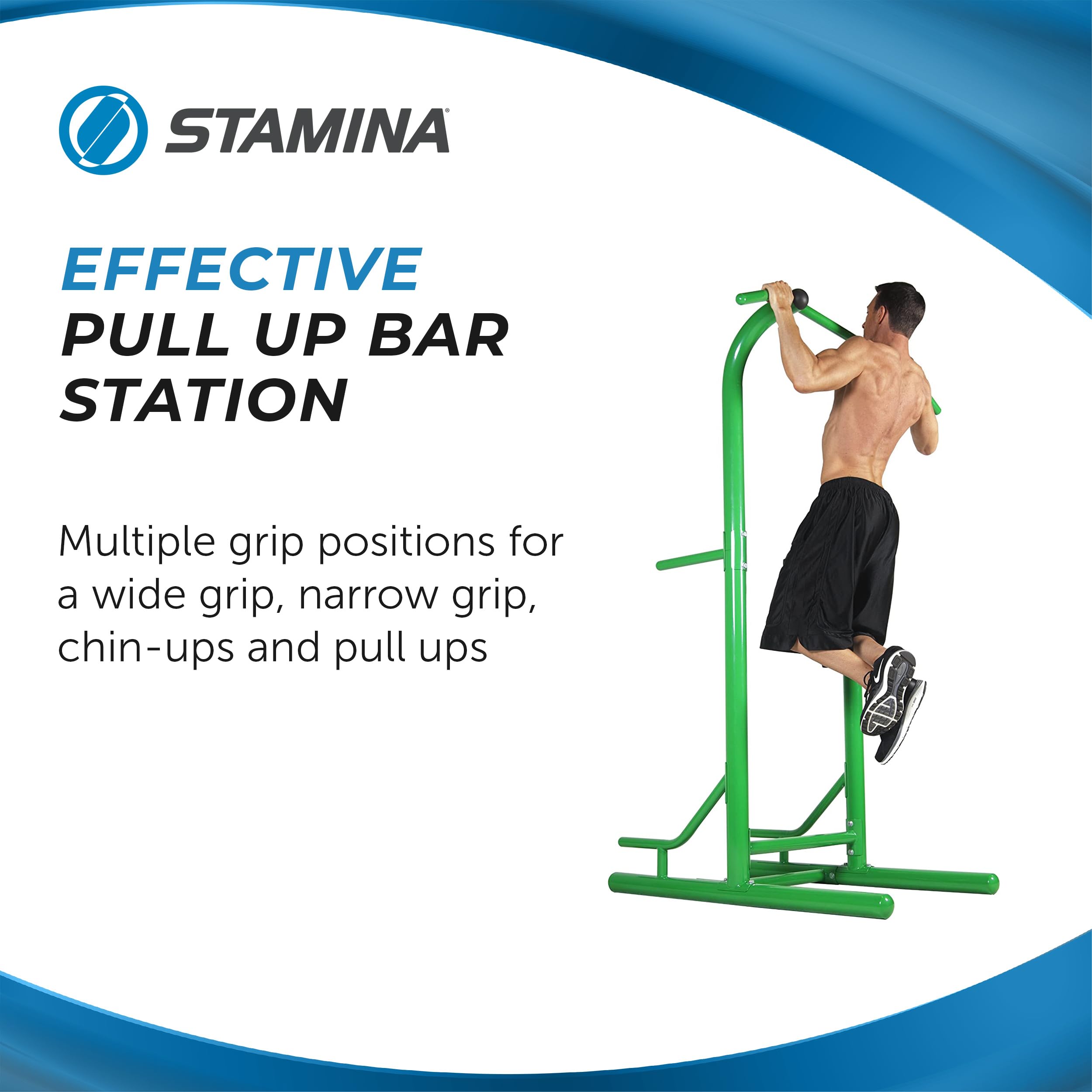 Stamina Outdoor Fitness Power Tower Dip Bar - Pull Up Bar Station With Smart Workout App - Dip Bars For Home Workout - Up To 300
