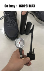 Vimilolo Bike Pump, Air Bicycle Pump Inflator For Presta And Schrader Valve Tire Ball Bike Portable Pumps 160Psi & 11Bar