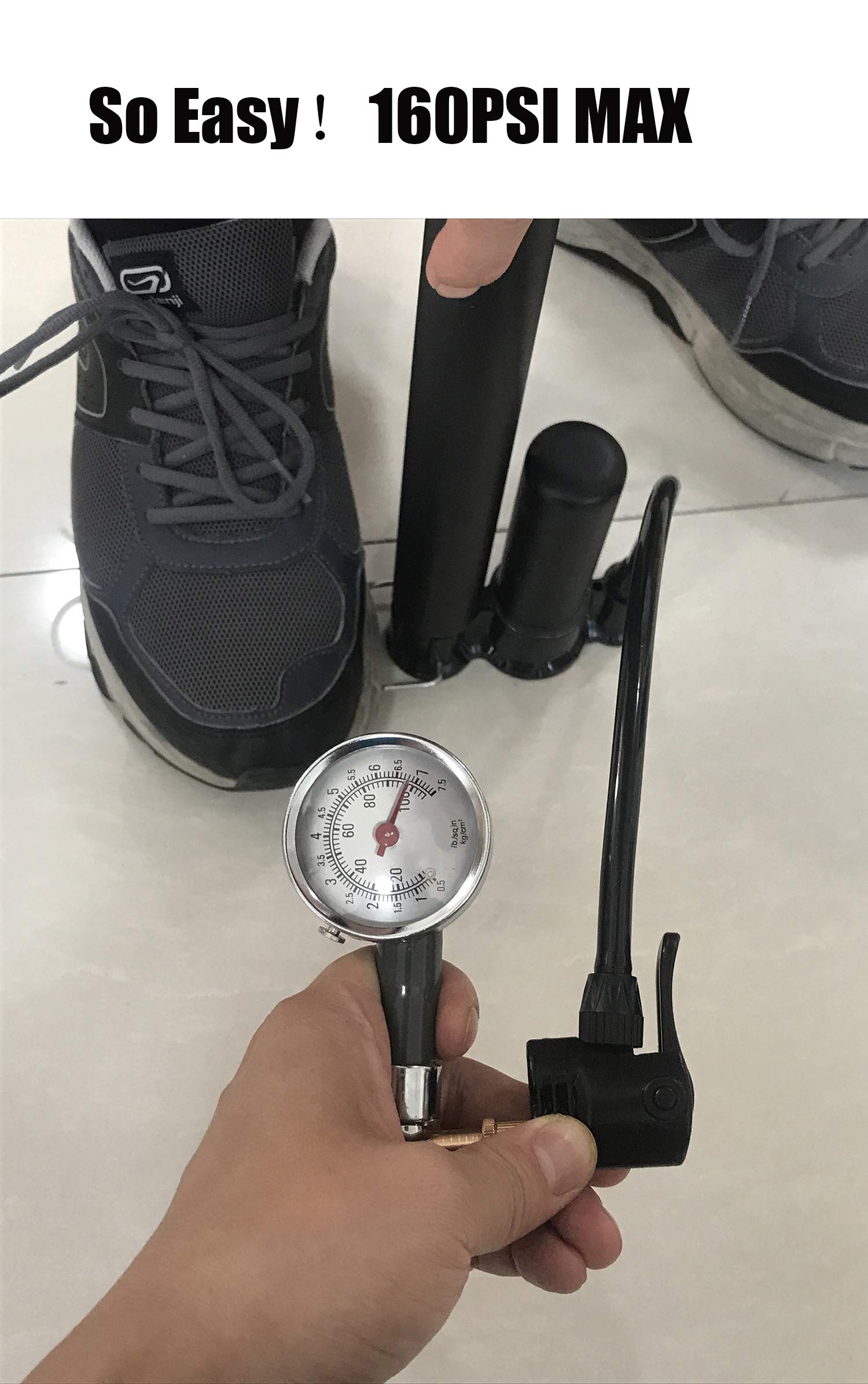 Vimilolo Bike Pump, Air Bicycle Pump Inflator For Presta And Schrader Valve Tire Ball Bike Portable Pumps 160Psi & 11Bar