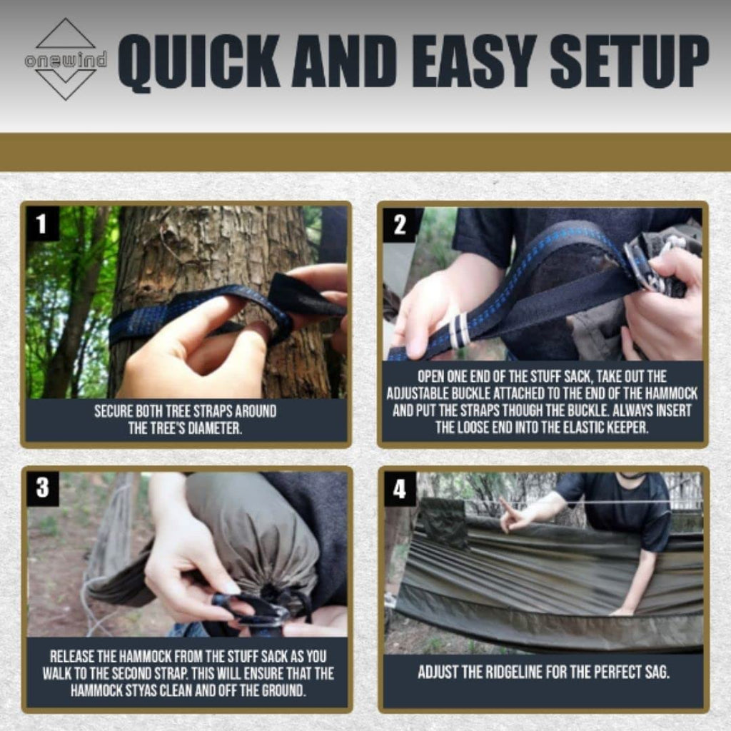 Onewind 12Ft Camping Hammock With Mosquito Net, Ridgeline Double Hammock Portable Lightweight Large Hammock Ripstop Nylon Durabl
