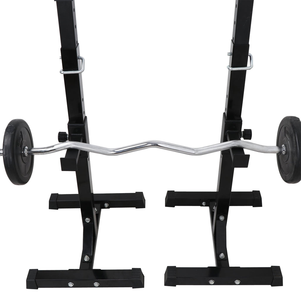 F2C Max Load 550Lbs Pair Of Adjustable 40''-66'' Squat Rack Sturdy Steel Squat Barbell Free Bench Press Stands Gym/Home Gym Port