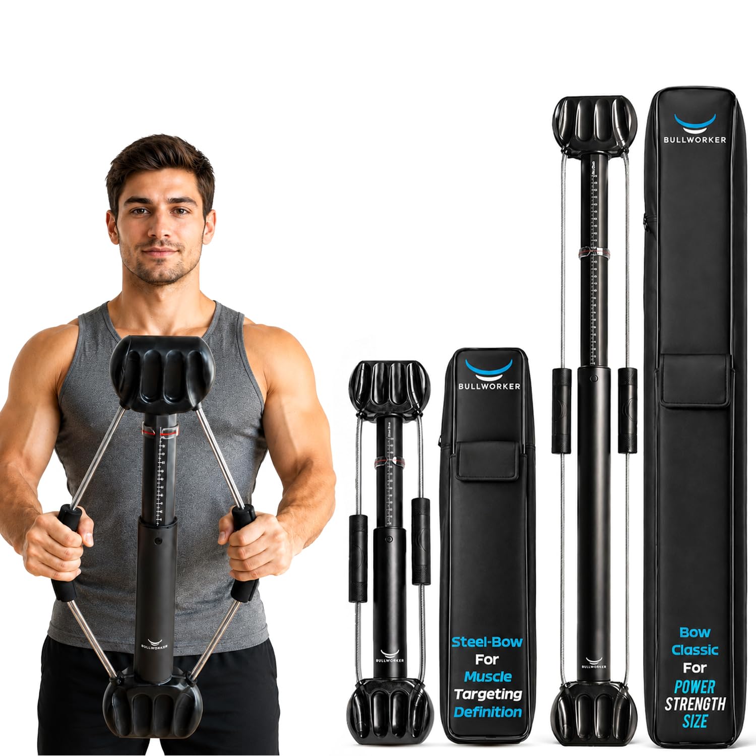 Bullworker Power Pack Isometric Exercise Equipment - Bow Classic 36, Steel Bow 20 & ISO-FLO Suspension Training Straps, Home Gym