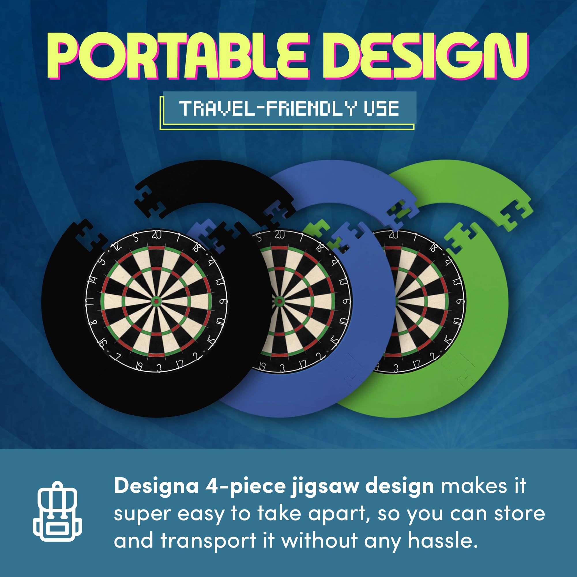Designa Darts Su077  Dartboard Surround Durable Lightweight Eva Jigsaw Ring Design, Black