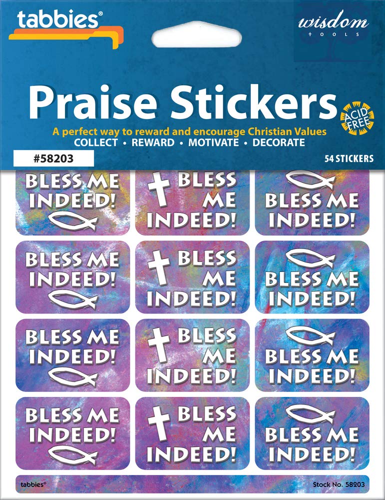 Tabbies 149321 Praise Stickers - Bless Me with Praise Chart - Pack of 54