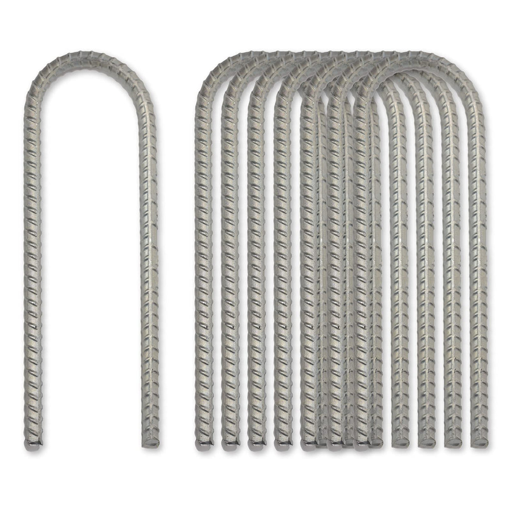 Pinnacle Mercantile 8 Pack Trampoline Wind Stakes Anchors Extra Heavy Duty Galvanized 12 Inch Long 1/2 Inch Round U Shaped Made 