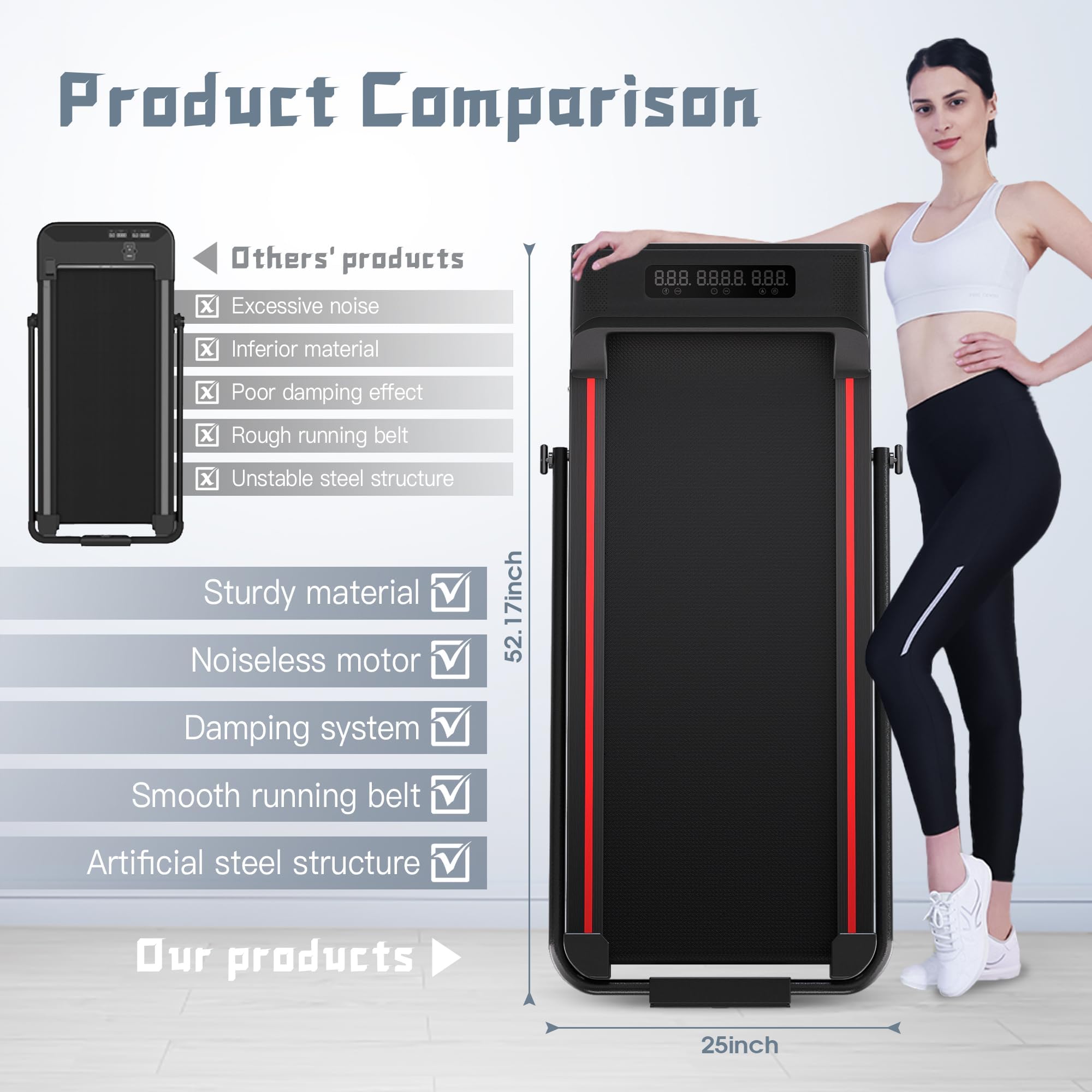 Sperax Treadmill-Walking Pad-Under Desk Treadmill-2 In 1 Folding Treadmill-Treadmills For Home-Black Red