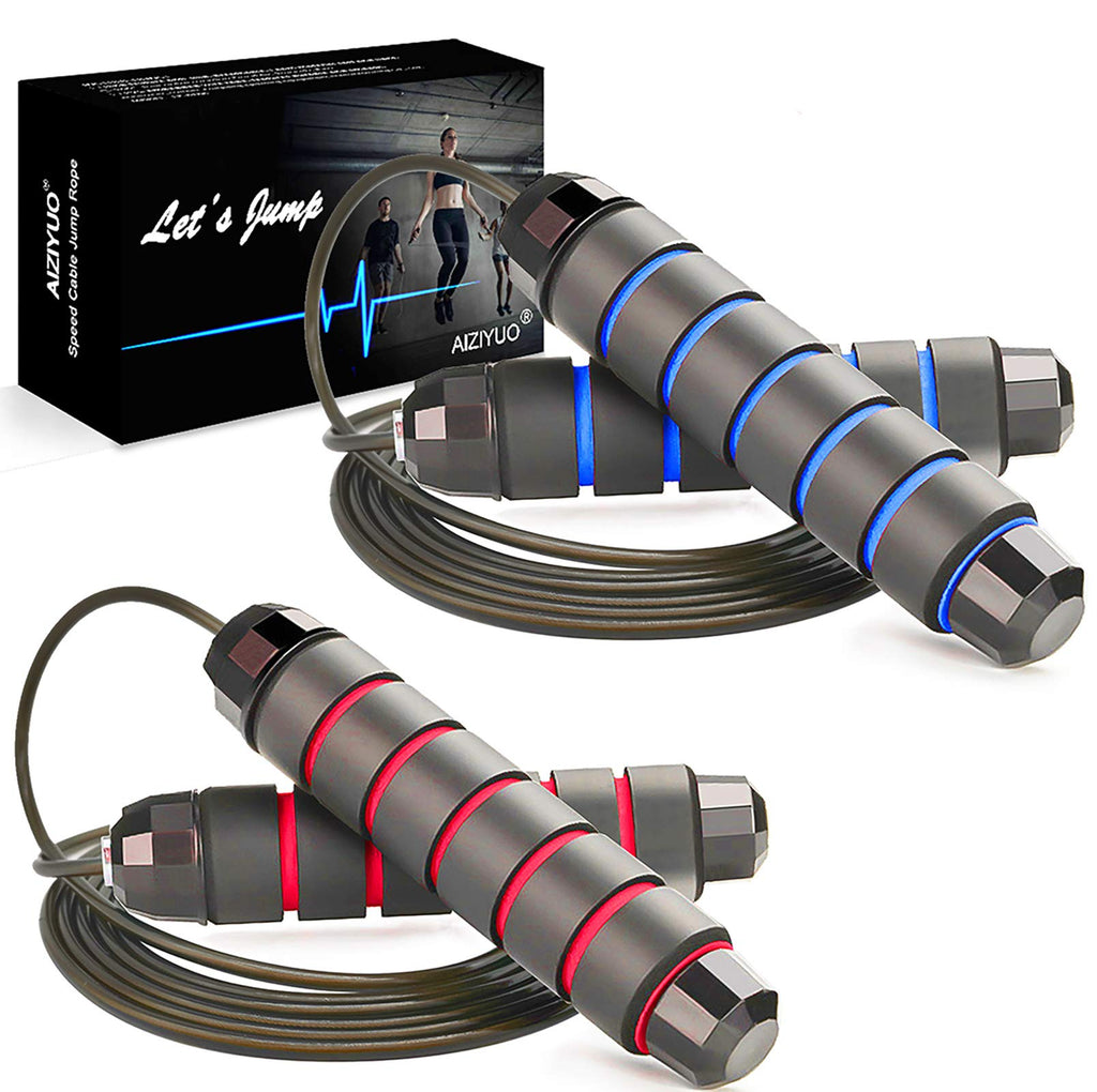 Jump Rope, Ball Bearings Tangle-Free Rapid Speed Cable Skipping Rope, Adjustable Jumping Ropes For Men, Women And Kids - 2 Pack