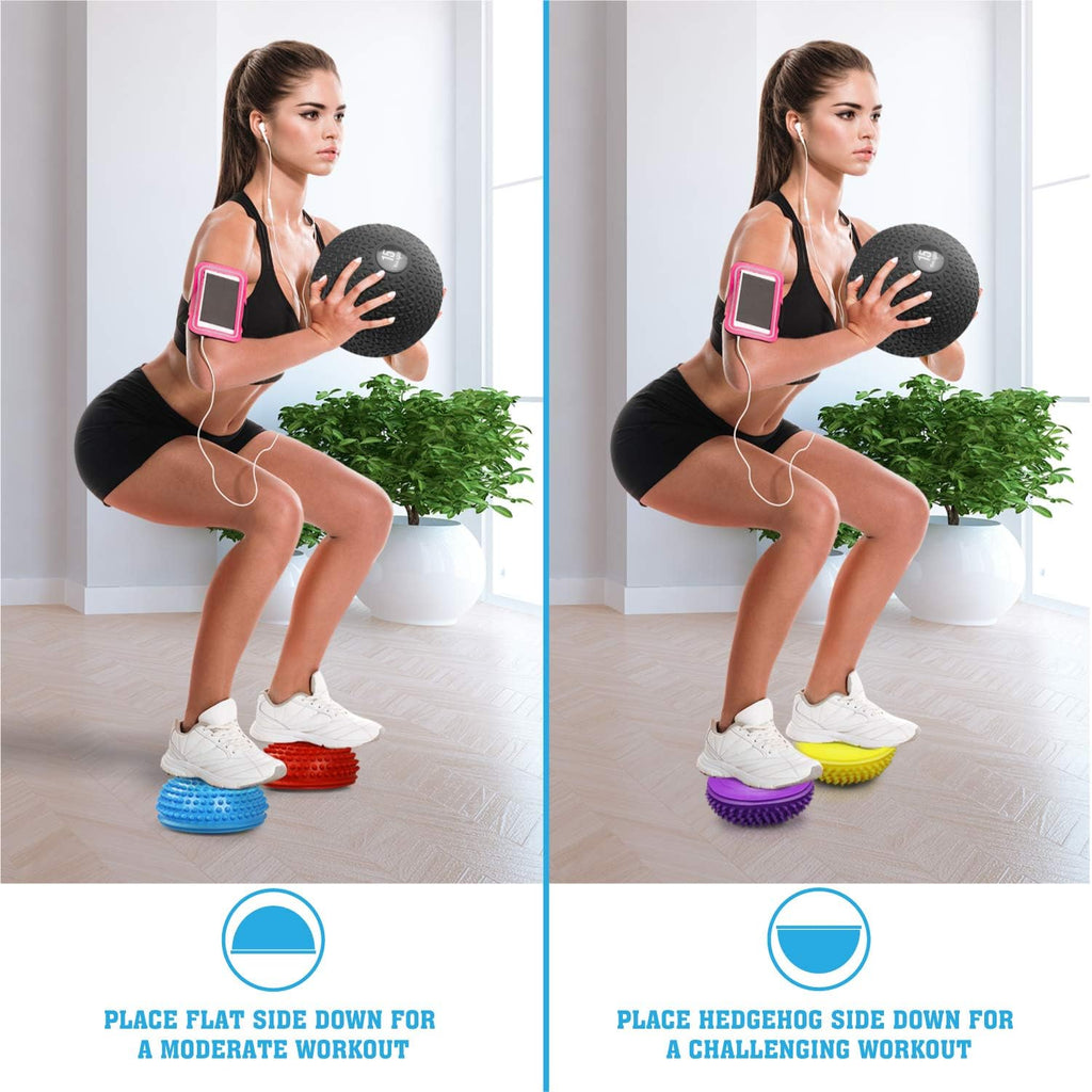 Yes4All Hedgehog Balance Pods For Exercise, Core Body Balancing, Balance Pods For Youth & Adults With Hand Pump - Set Of 6