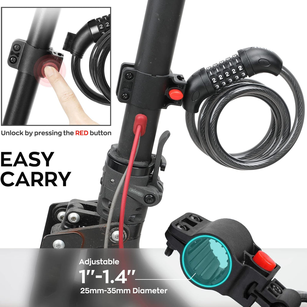 Seway Scooter Lock Cable For Xiaomi Mijia M365 Es Series, Bicycle Combination Locks Coiled Chain Lock Basic Self Coiling Core St