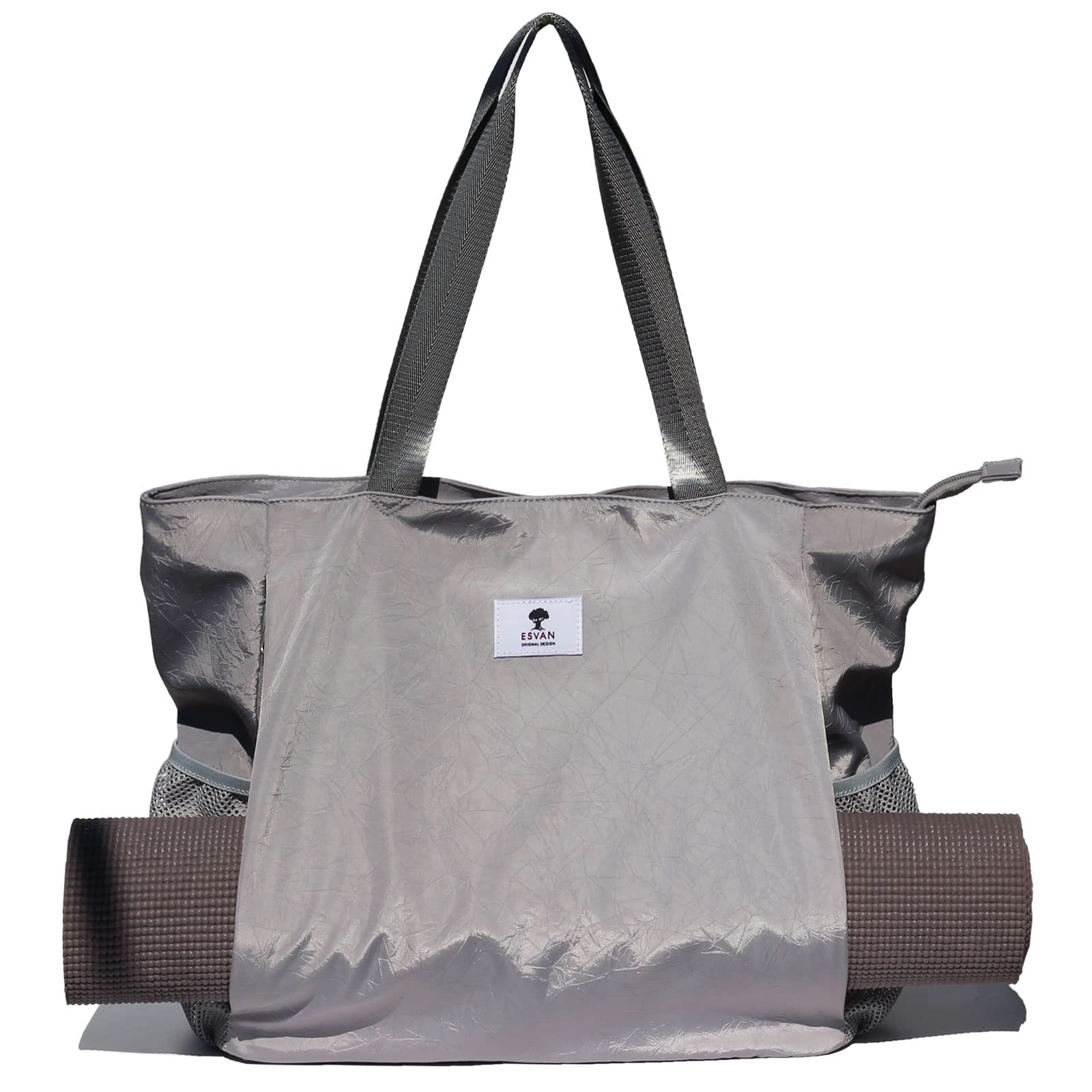 Esvan Yoga Mat Bag Yoga Tote Carrier Shoulder Bag Carryall Tote For Office,Yoga,Pilates,Travel,Beach And Gym (F Gray)