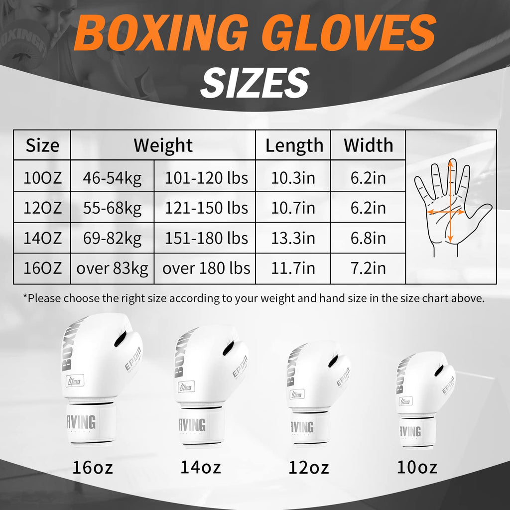 Boxing Gloves For Men And Women Suitable For Boxing Kickboxing Mixed Martial Arts Muay Thai Mma Heavy Bag Fighting Training (Whi